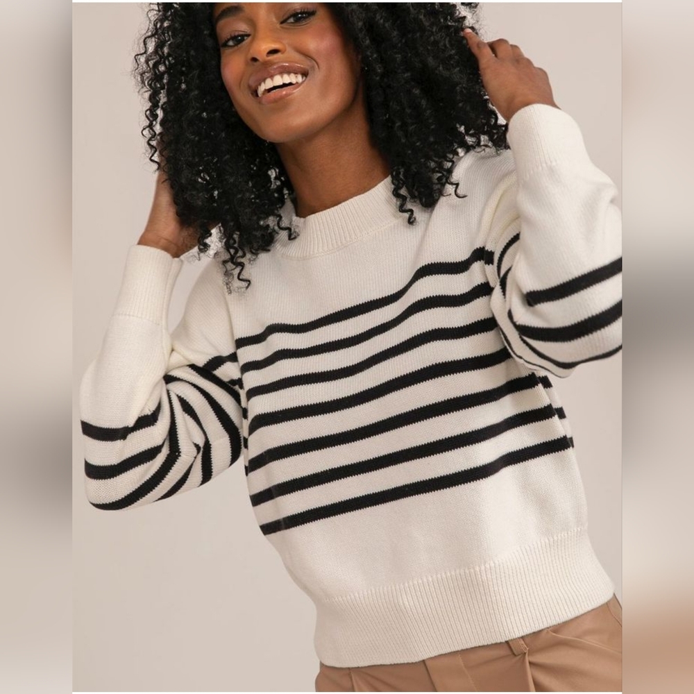 Modern Citizen Longsleeve Striped Neck Slits Sweater Medium Large NWOT